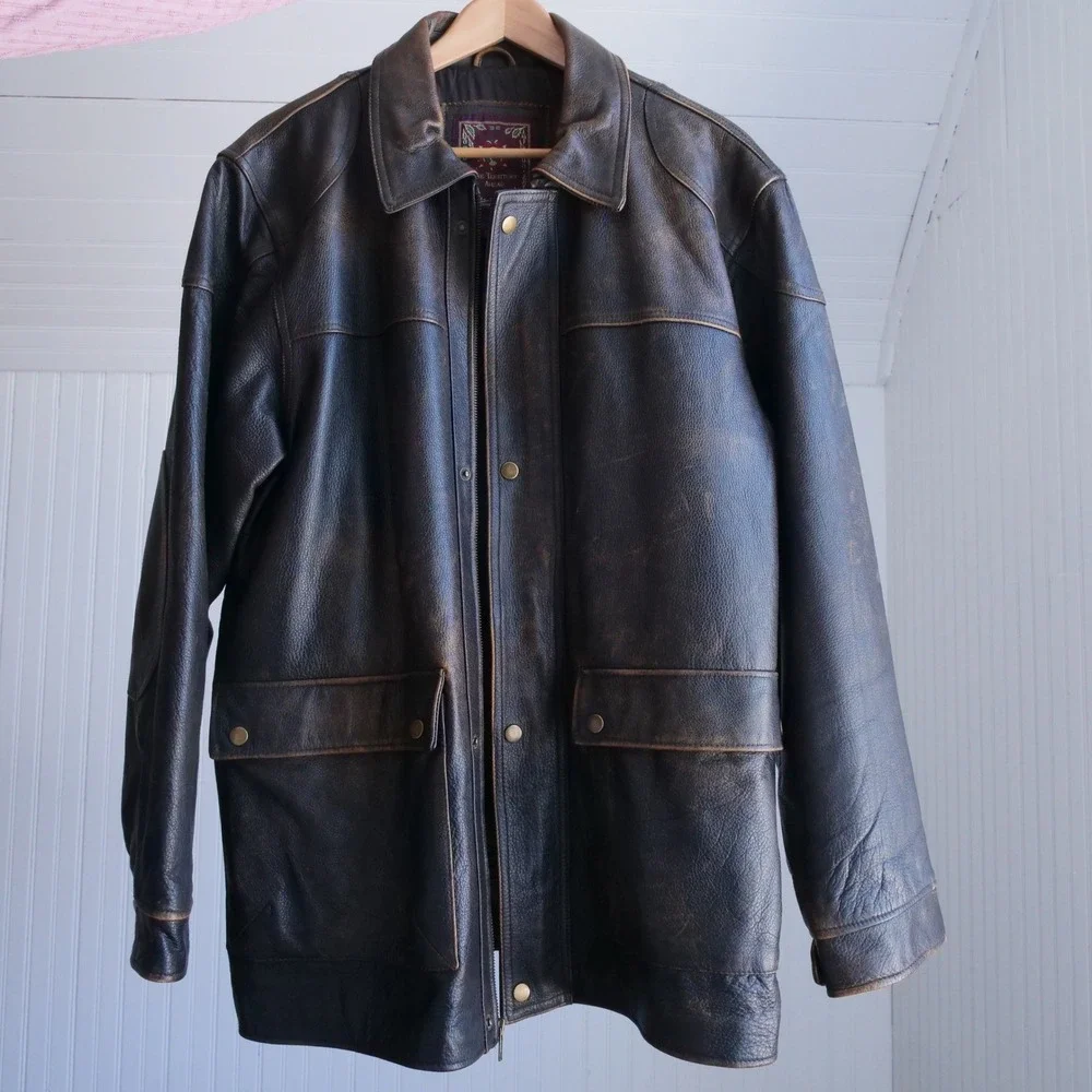 90s/y2k Territory Ahead leather‎ chore coat